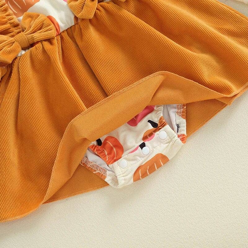 Long Sleeve Orange Pumpkin Baby Romper - Kumfy Kids (5)
