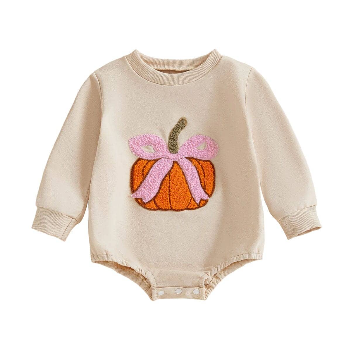 Long Sleeve Pumpkin Bow Baby Bodysuit - Kumfy Kids