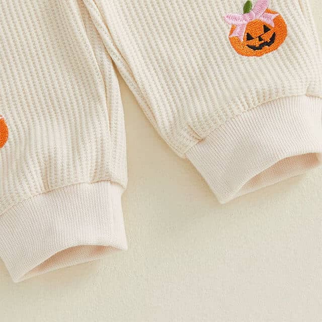Long Sleeve Pumpkin Bow Waffle Toddler Set - Kumfy Kids (4)