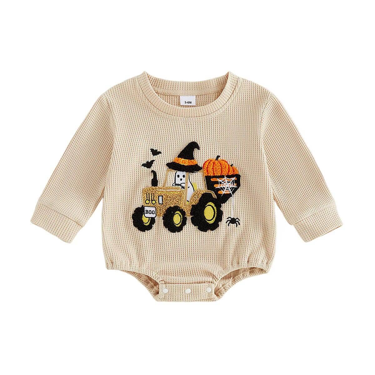 Long Sleeve Pumpkin Patch Waffle Baby Bodysuit - Kumfy Kids