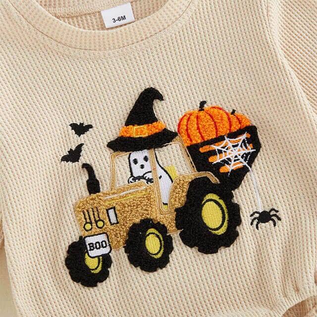 Long Sleeve Pumpkin Patch Waffle Baby Bodysuit - Kumfy Kids (3)