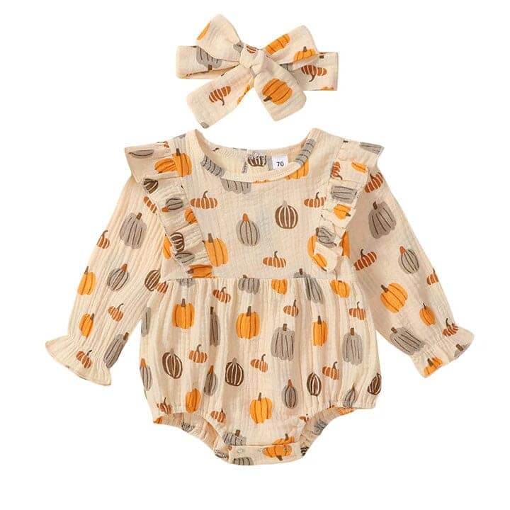 Long Sleeve Ruffled Halloween Baby Romper - Kumfy Kids
