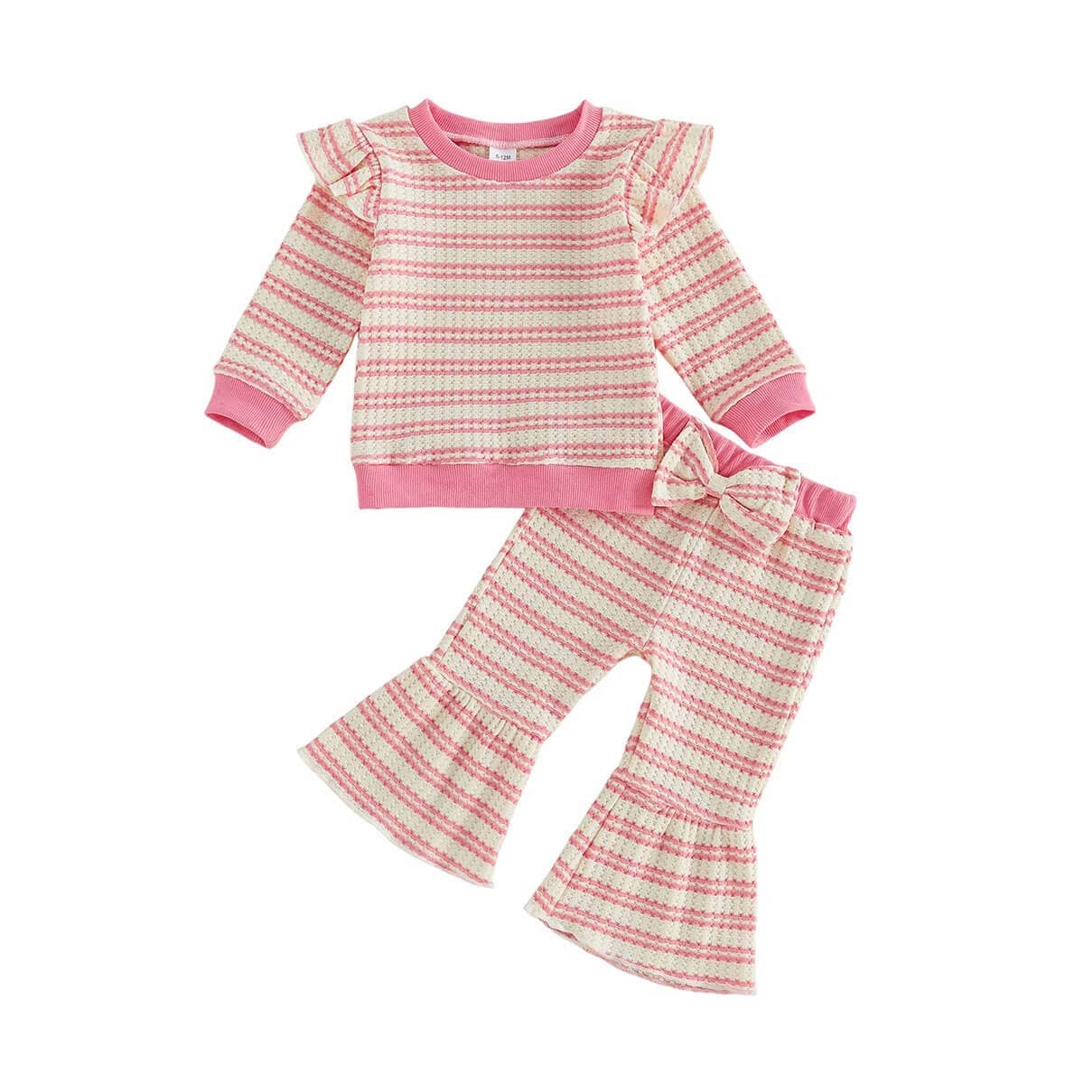 Long Sleeve Striped Flared Pants Toddler Set - Kumfy Kids