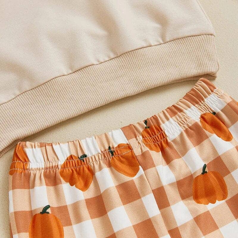 Pumpkin Plaid Flared Pants Baby Set - Kumfy Kids (3)
