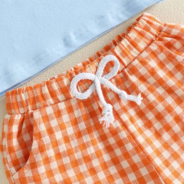 Short Sleeve Boo Checkered Shorts Toddler Set - Kumfy Kids (3)