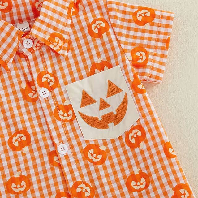 Short Sleeve Checkered Halloween Toddler Set - Kumfy Kids (2)