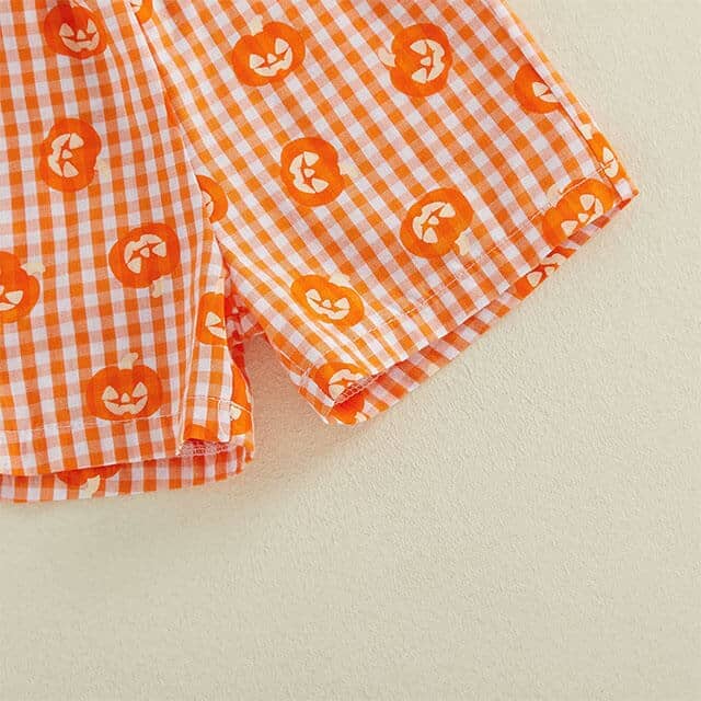 Short Sleeve Checkered Halloween Toddler Set - Kumfy Kids (3)