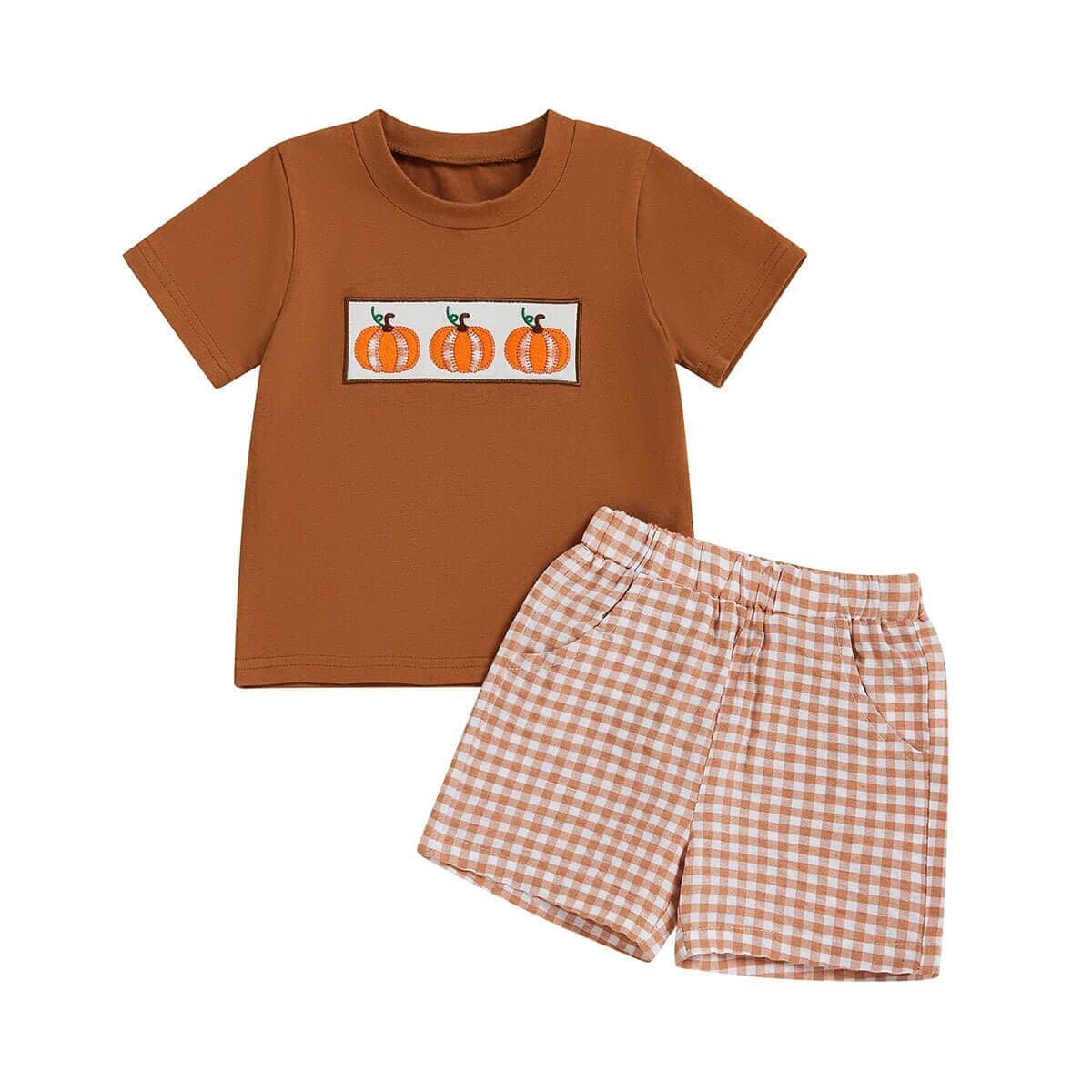 Short Sleeve Halloween Plaid Shorts Baby Set - Kumfy Kids