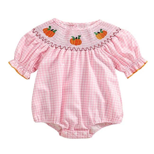 Short Sleeve Plaid Halloween Baby Romper - Kumfy Kids (3)