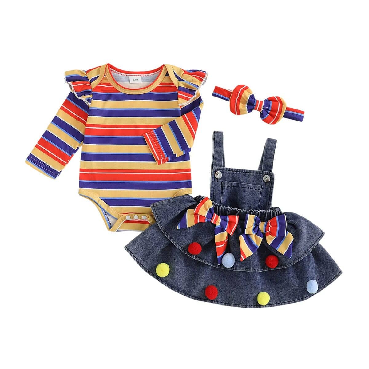Vibrant Striped Denim Skirt Baby Set - Kumfy Kids