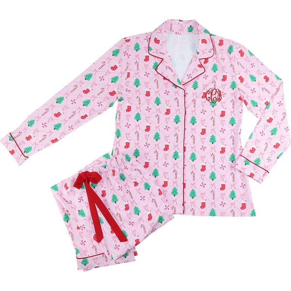 Women's Pink Christmas Candy Knit Pajamas