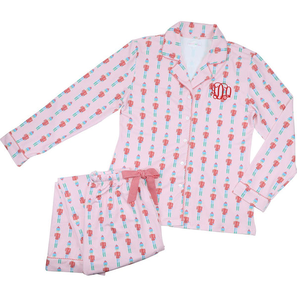 Women's Pink Holiday Nutcracker Knit Pajamas