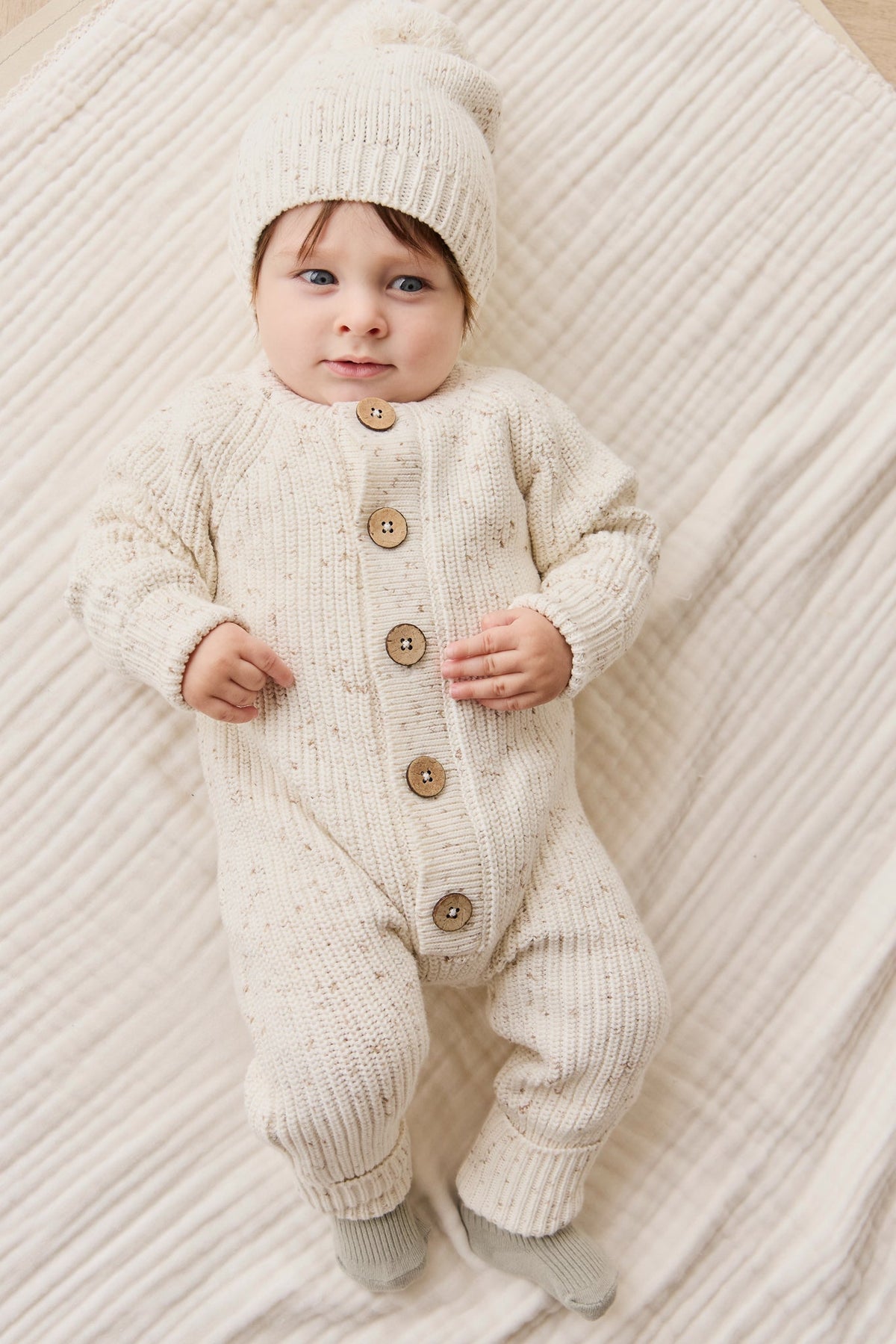 Alfie Knitted Onepiece - Oatmeal Hay Fleck - image 1