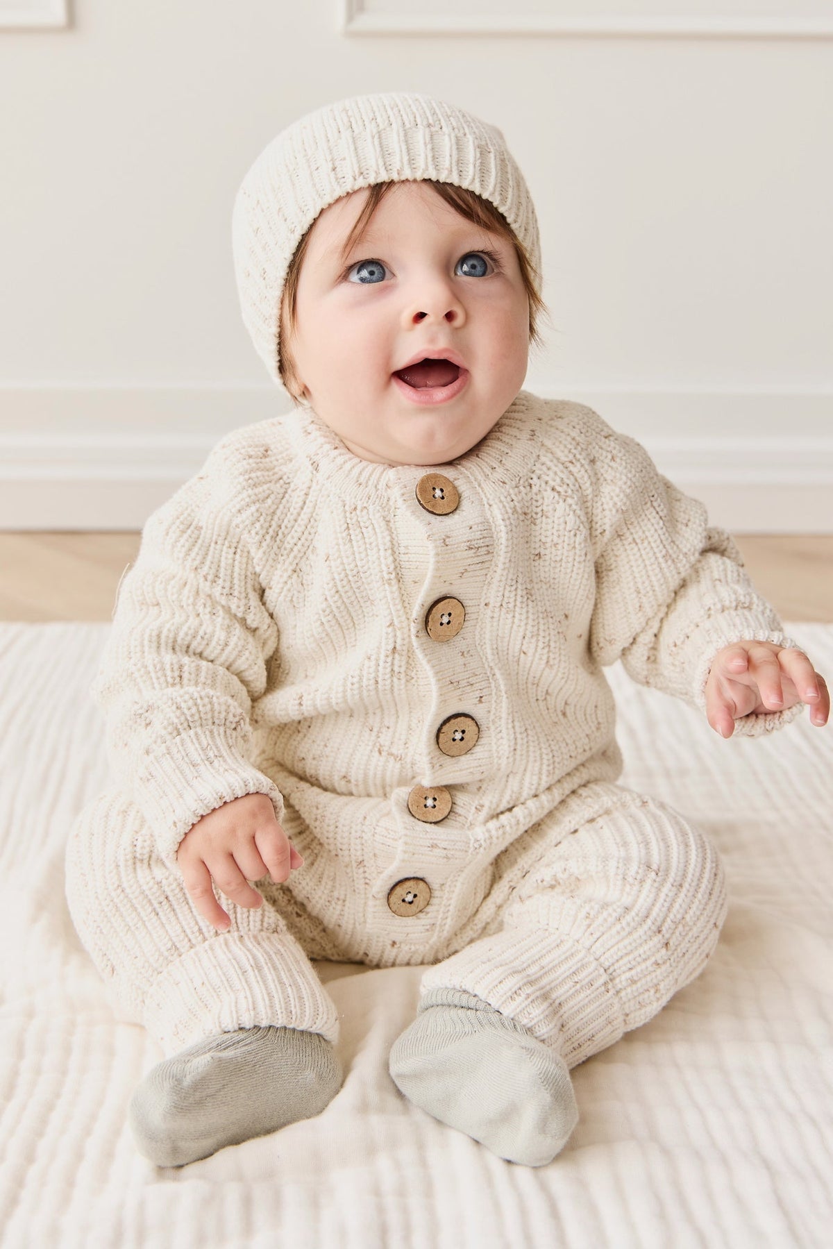Alfie Knitted Onepiece - Oatmeal Hay Fleck - image 3
