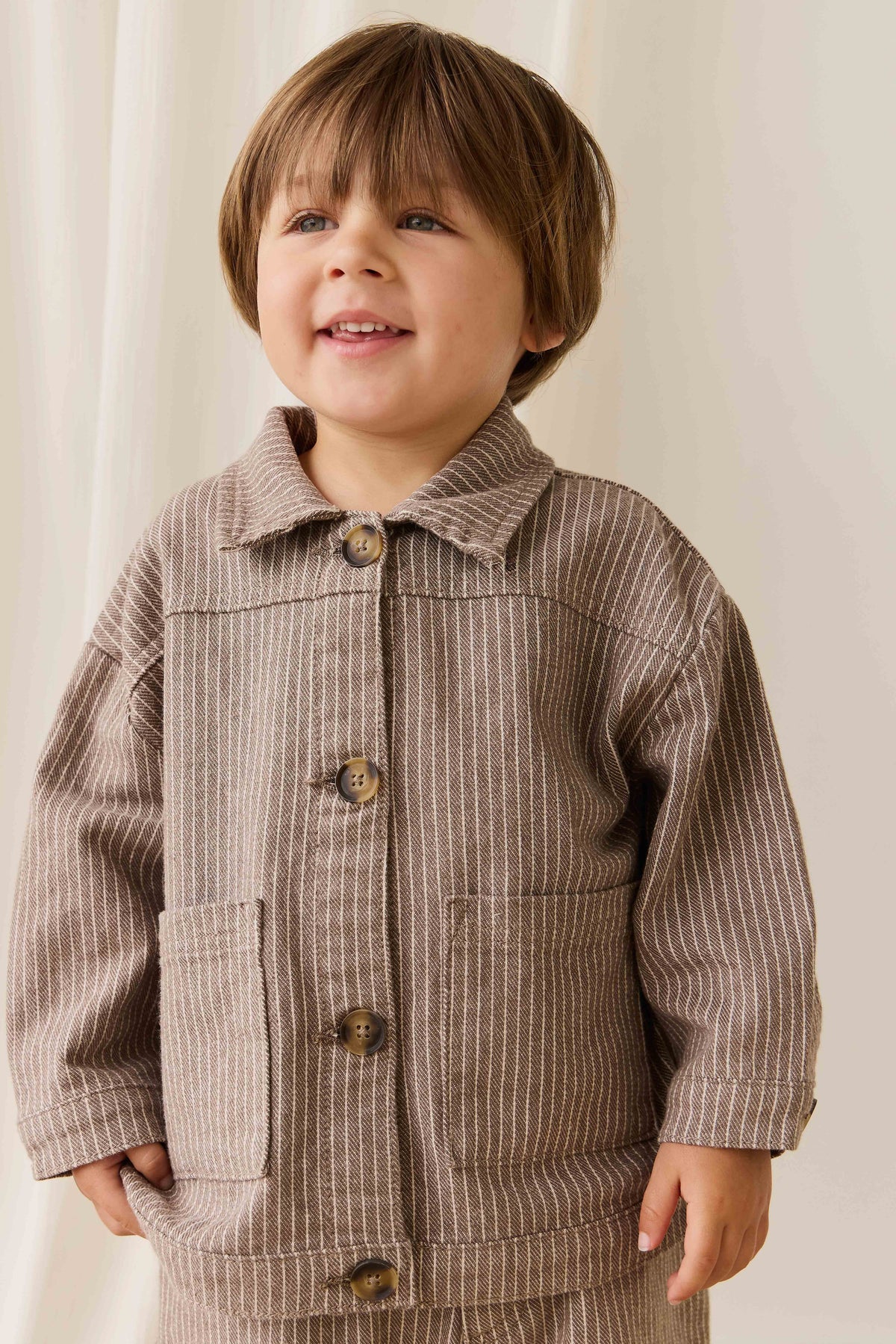 Axel Jacket-Mini Pinstripe Cassava / Iroko - image 6
