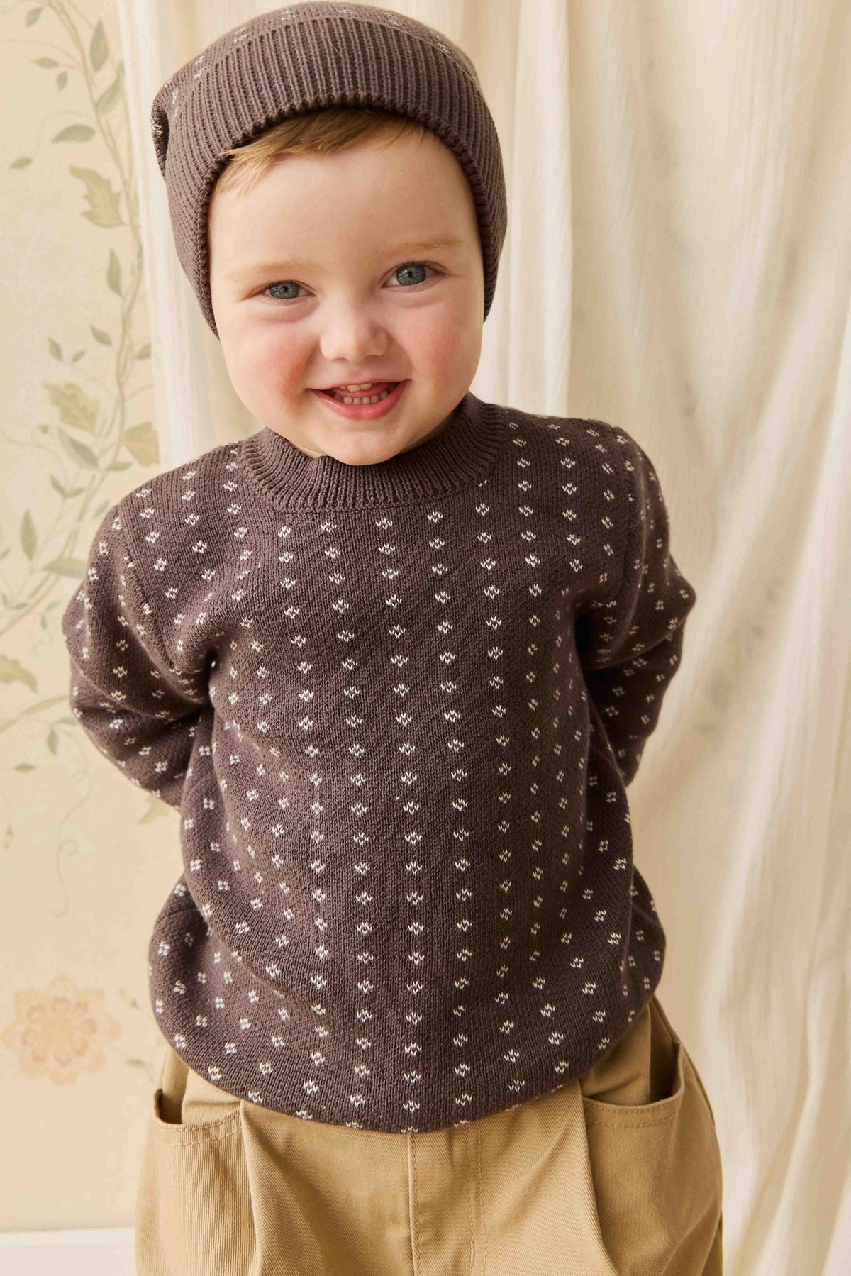 Dorian Jumper - Knitted Diamonds Coffee - image 3