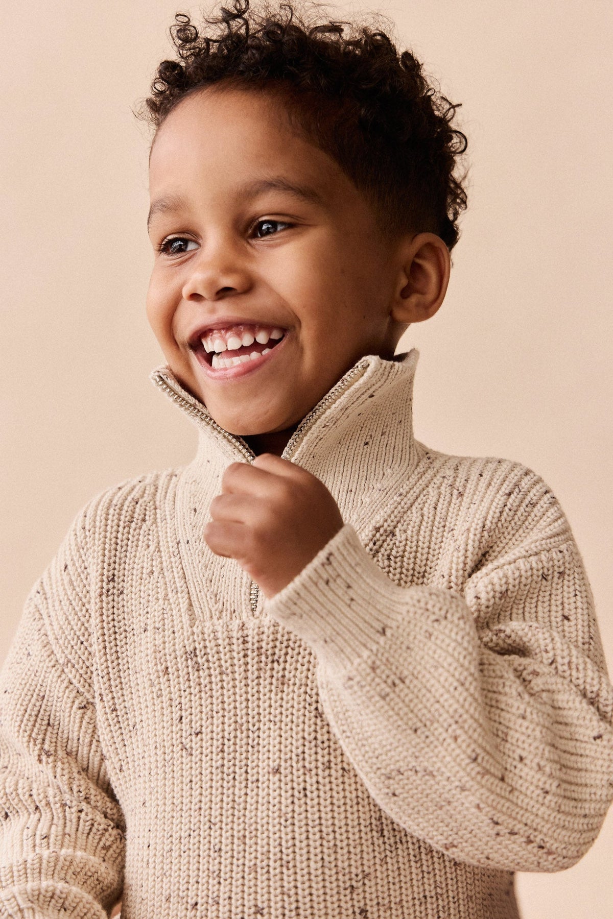 James Half Zip Jumper - Buff Fleck - image 1