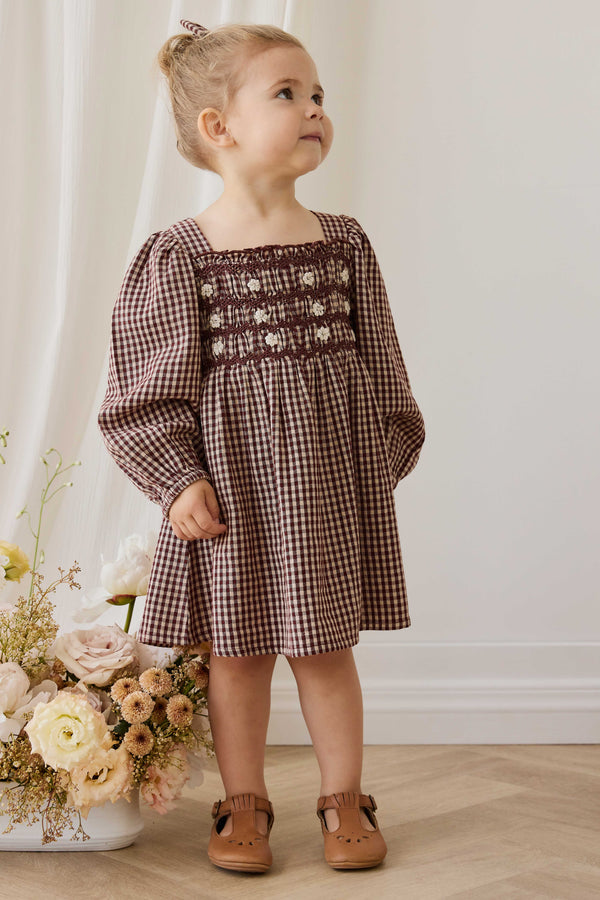 Organic Cotton Cecile Dress - Cinnamon Gingham
