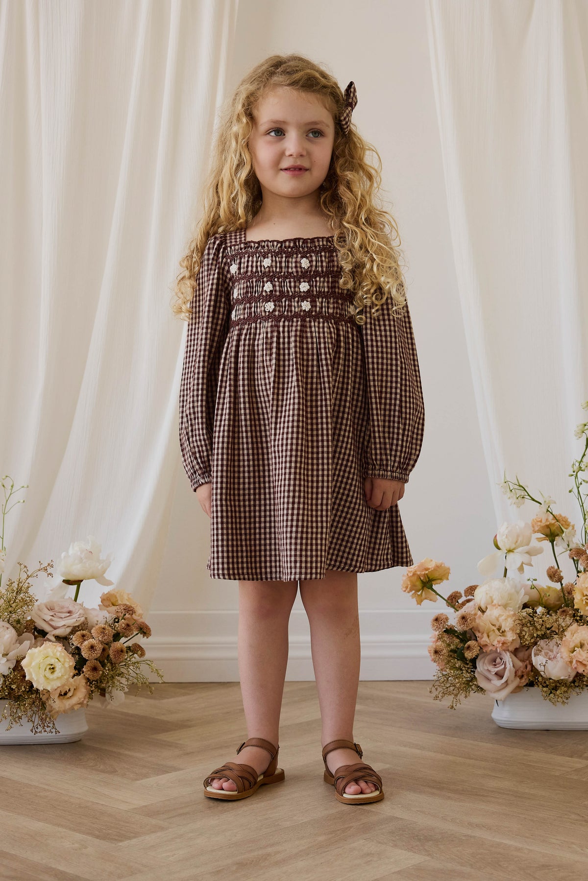 Organic Cotton Cecile Dress - Cinnamon Gingham - image 11