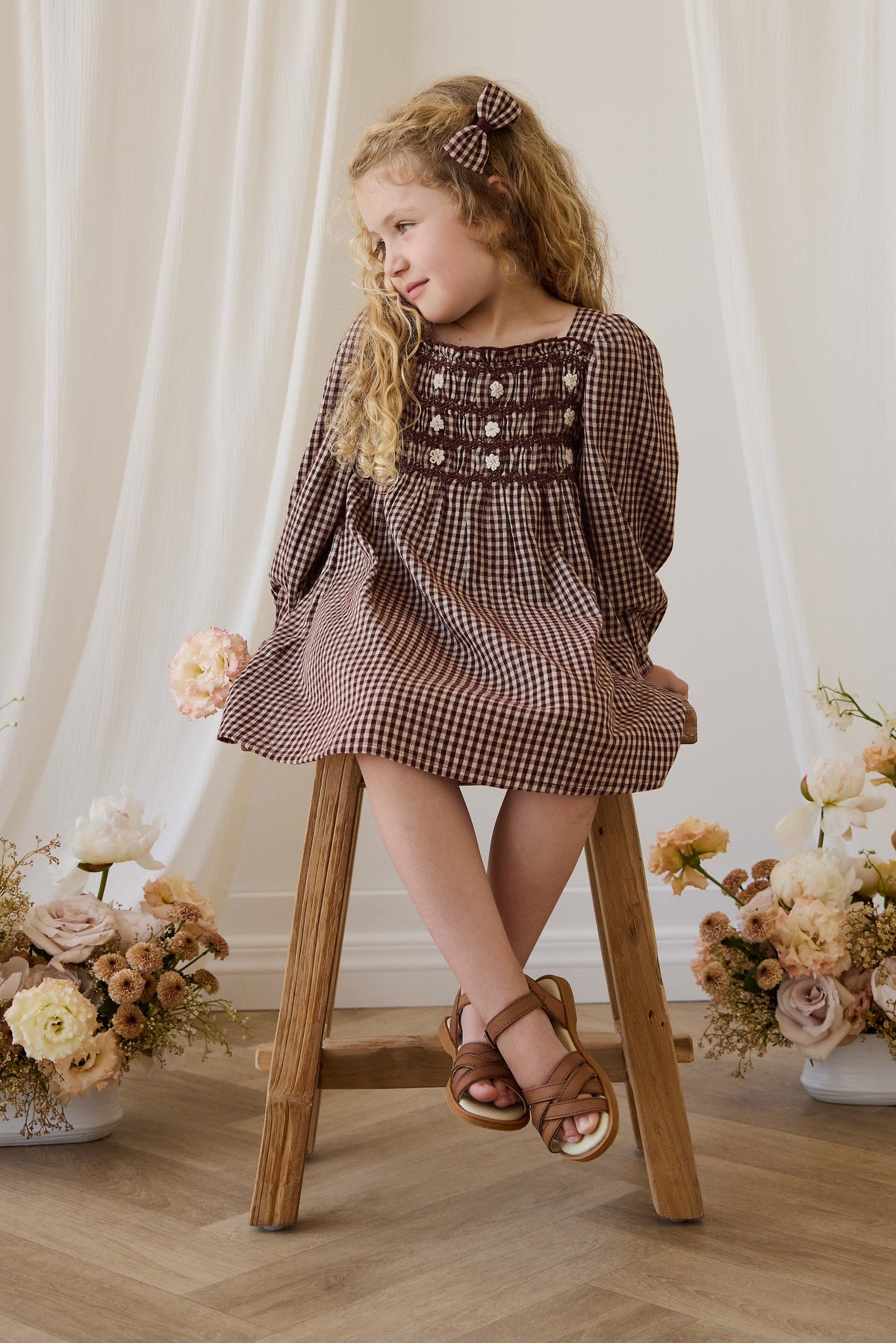 Organic Cotton Cecile Dress - Cinnamon Gingham - image 15