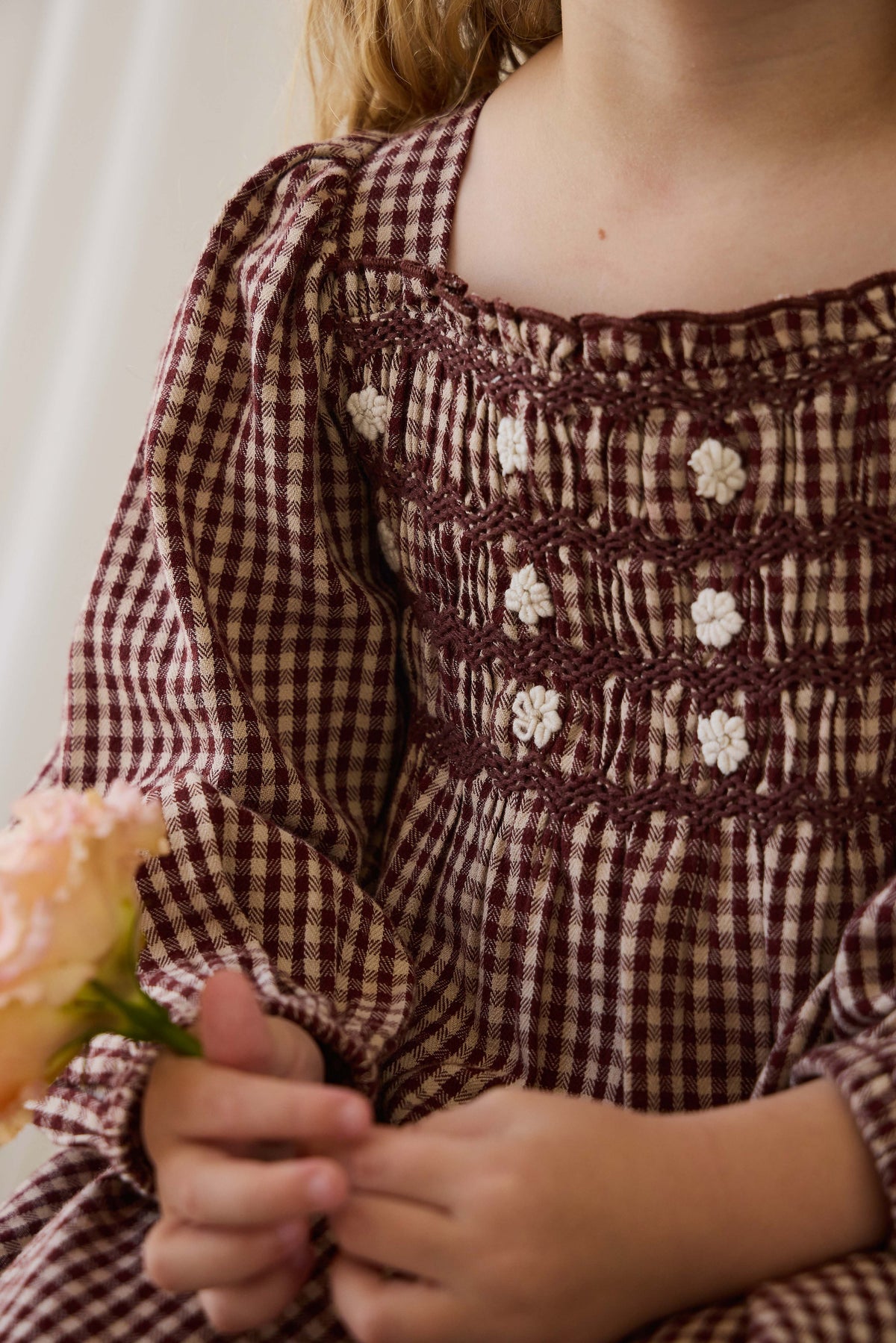 Organic Cotton Cecile Dress - Cinnamon Gingham - image 5