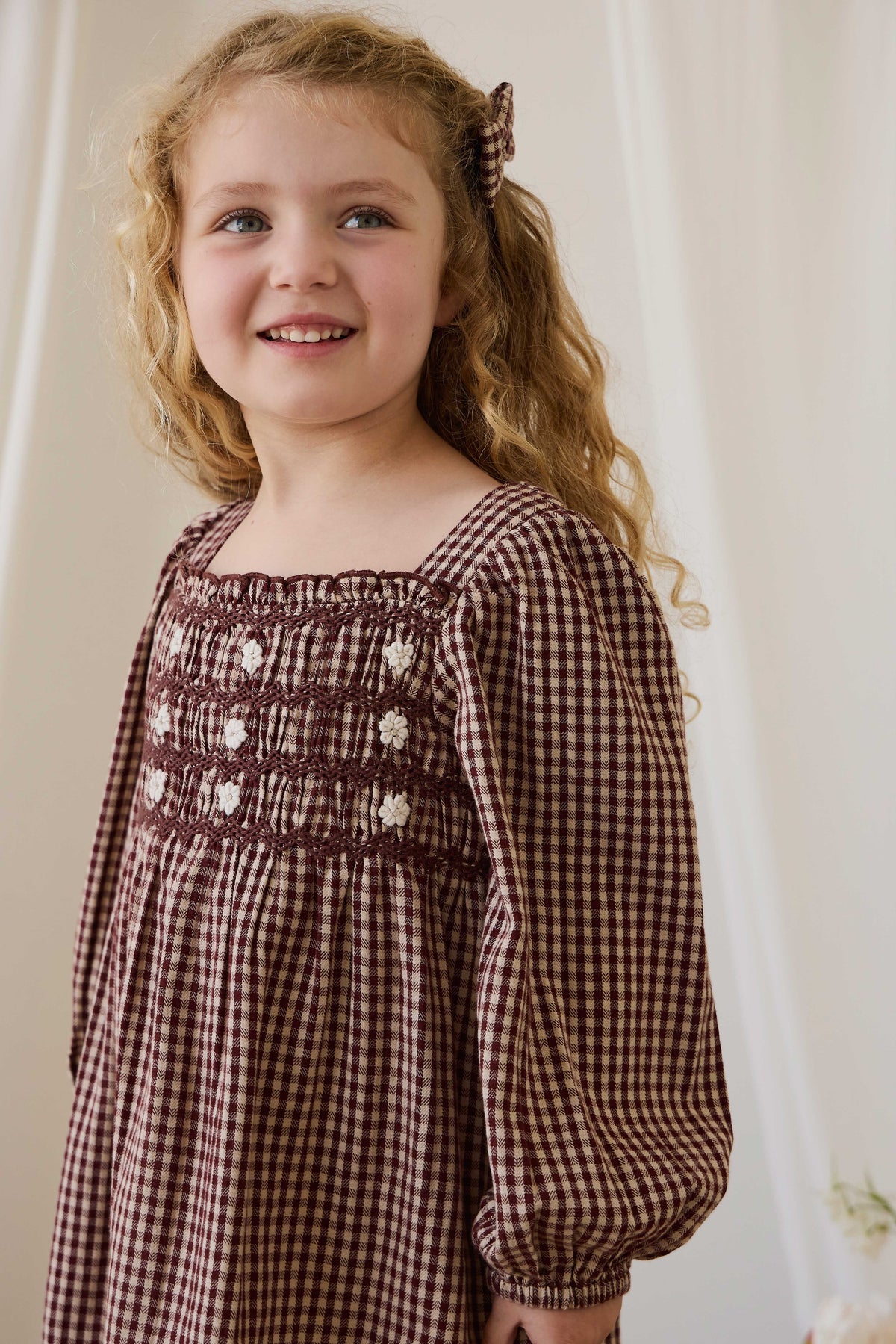 Organic Cotton Cecile Dress - Cinnamon Gingham - image 6