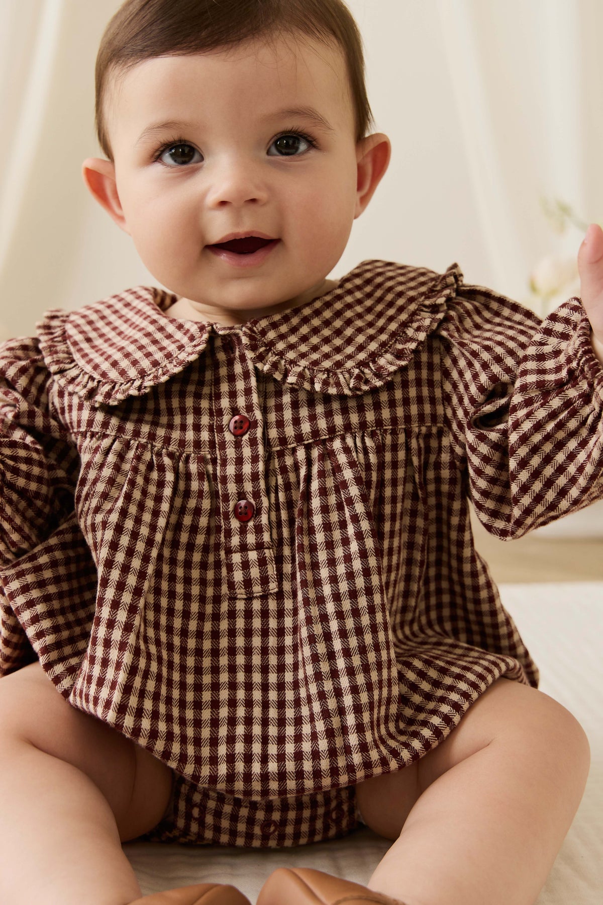 Organic Cotton Elowen Playsuit - Cinnamon Gingham - image 1