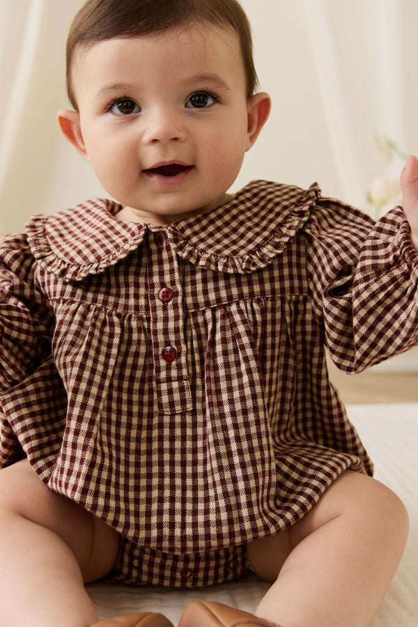 Organic Cotton Elowen Playsuit - Cinnamon Gingham