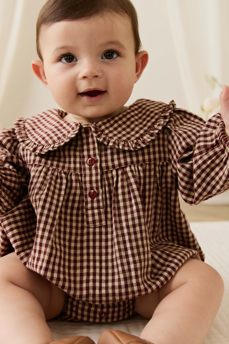 Organic Cotton Elowen Playsuit - Cinnamon Gingham