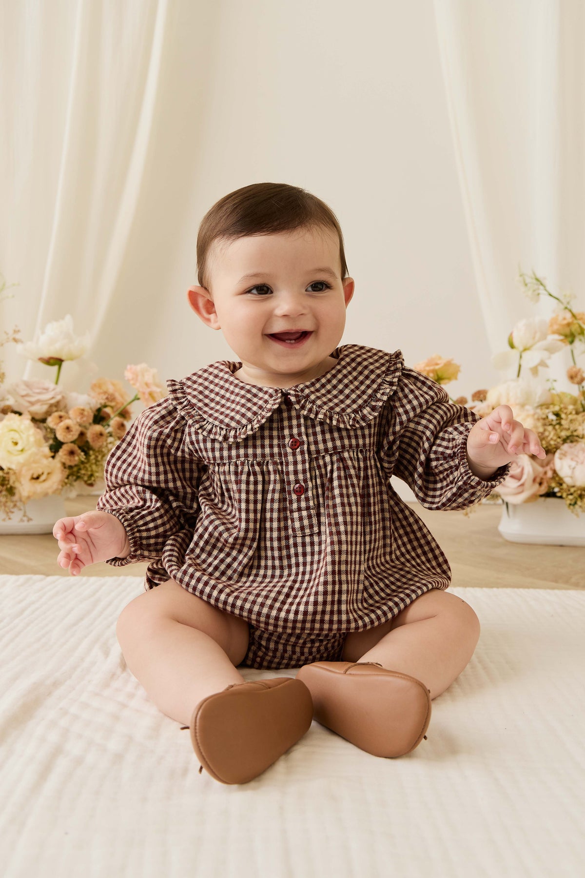Organic Cotton Elowen Playsuit - Cinnamon Gingham - image 11