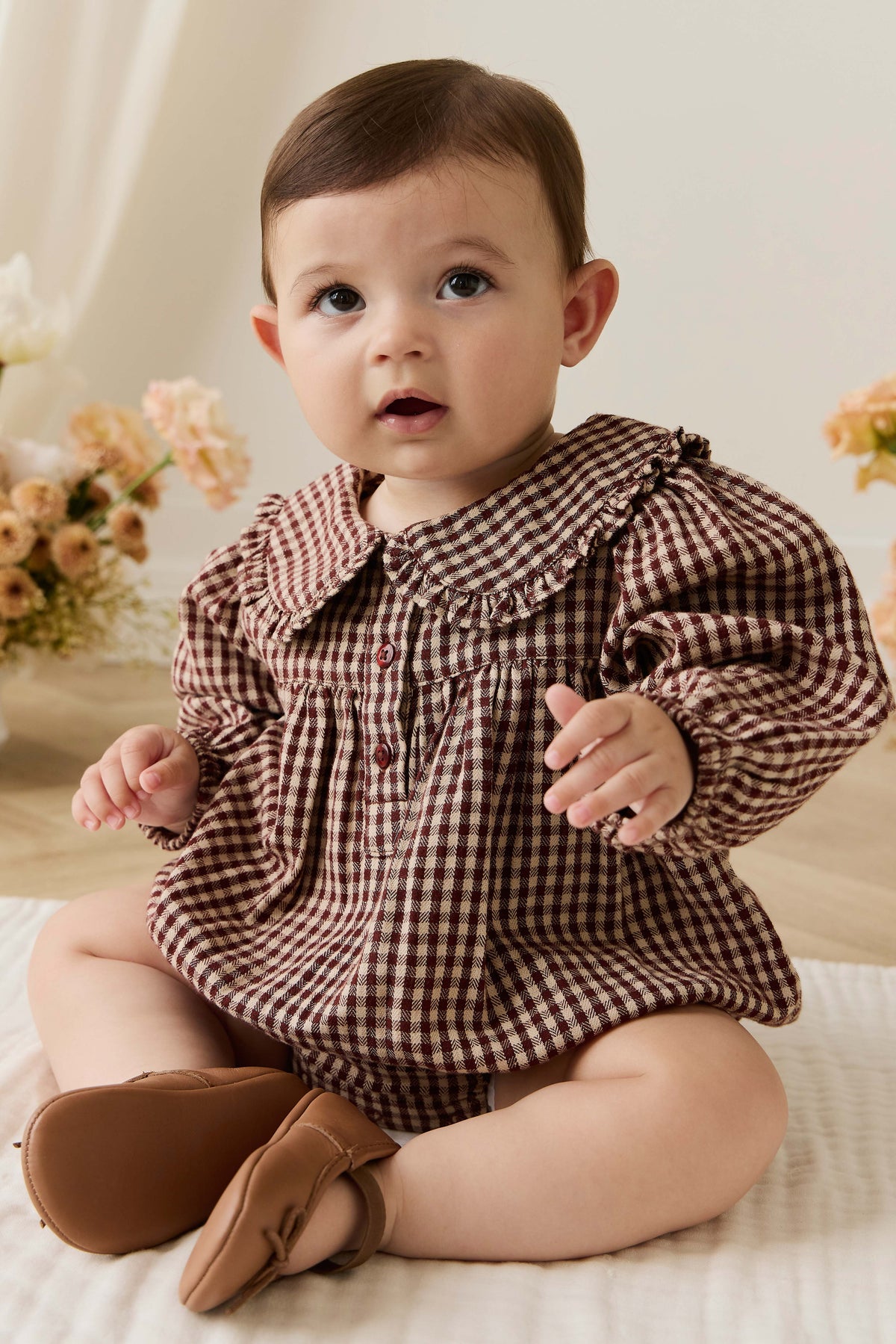 Organic Cotton Elowen Playsuit - Cinnamon Gingham - image 12
