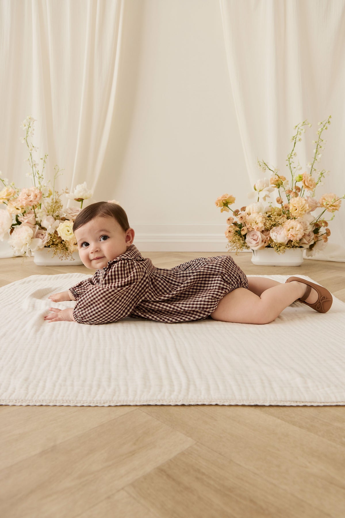 Organic Cotton Elowen Playsuit - Cinnamon Gingham - image 13