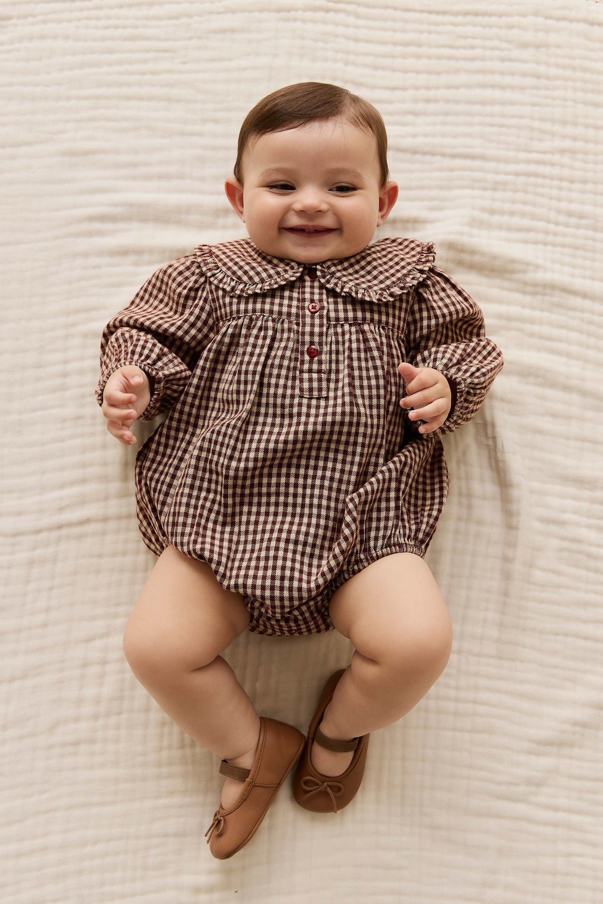 Organic Cotton Elowen Playsuit - Cinnamon Gingham - image 6
