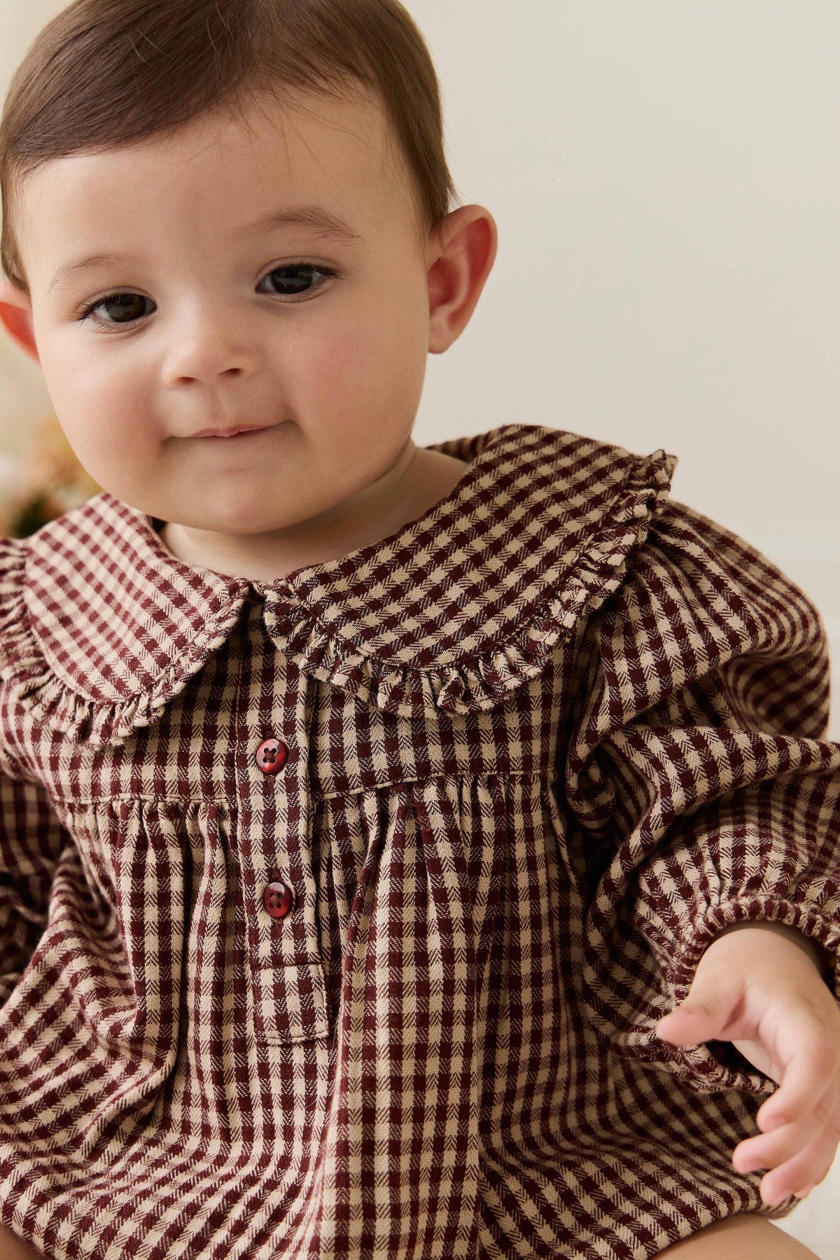 Organic Cotton Elowen Playsuit - Cinnamon Gingham - image 9