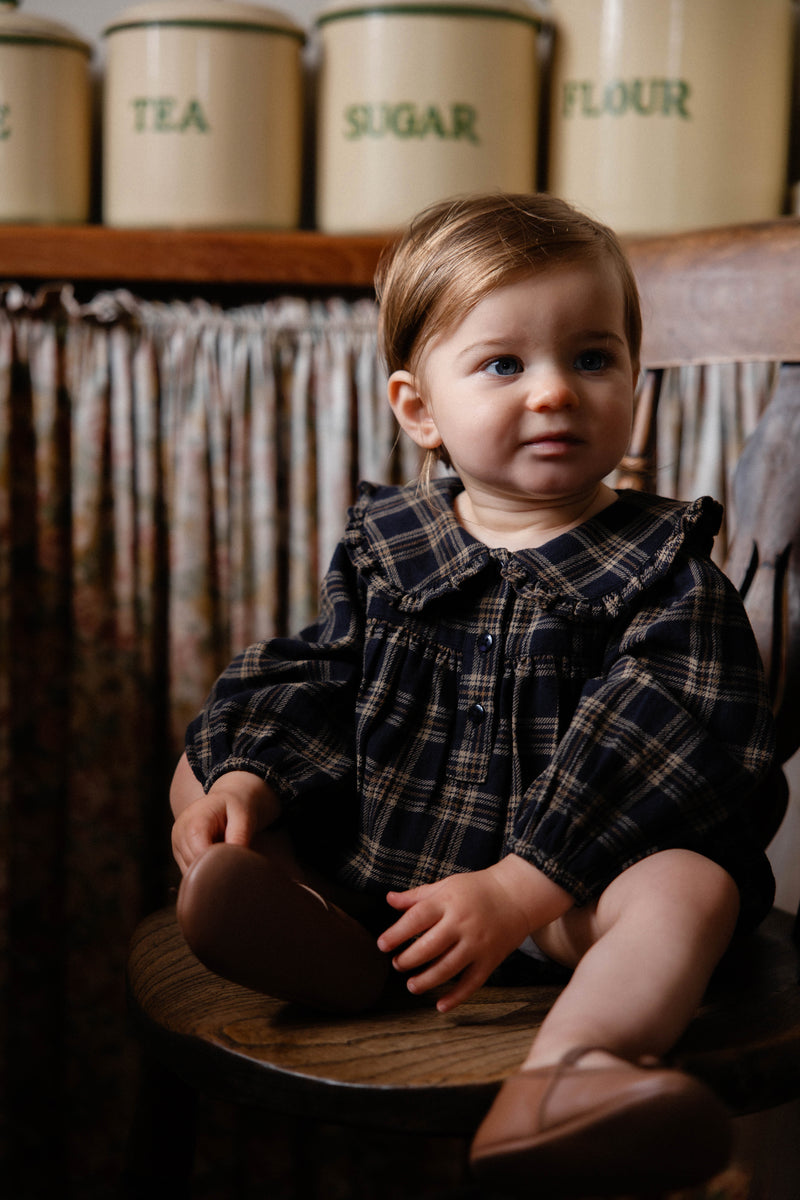 Organic Cotton Elowen Playsuit - Woodland Check