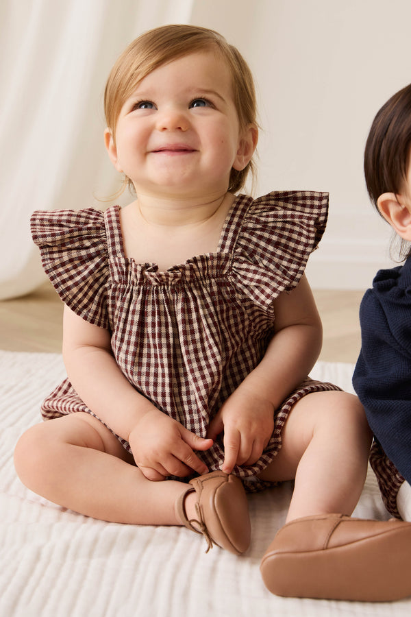 Organic Cotton Harriet Playsuit - Cinnamon Gingham