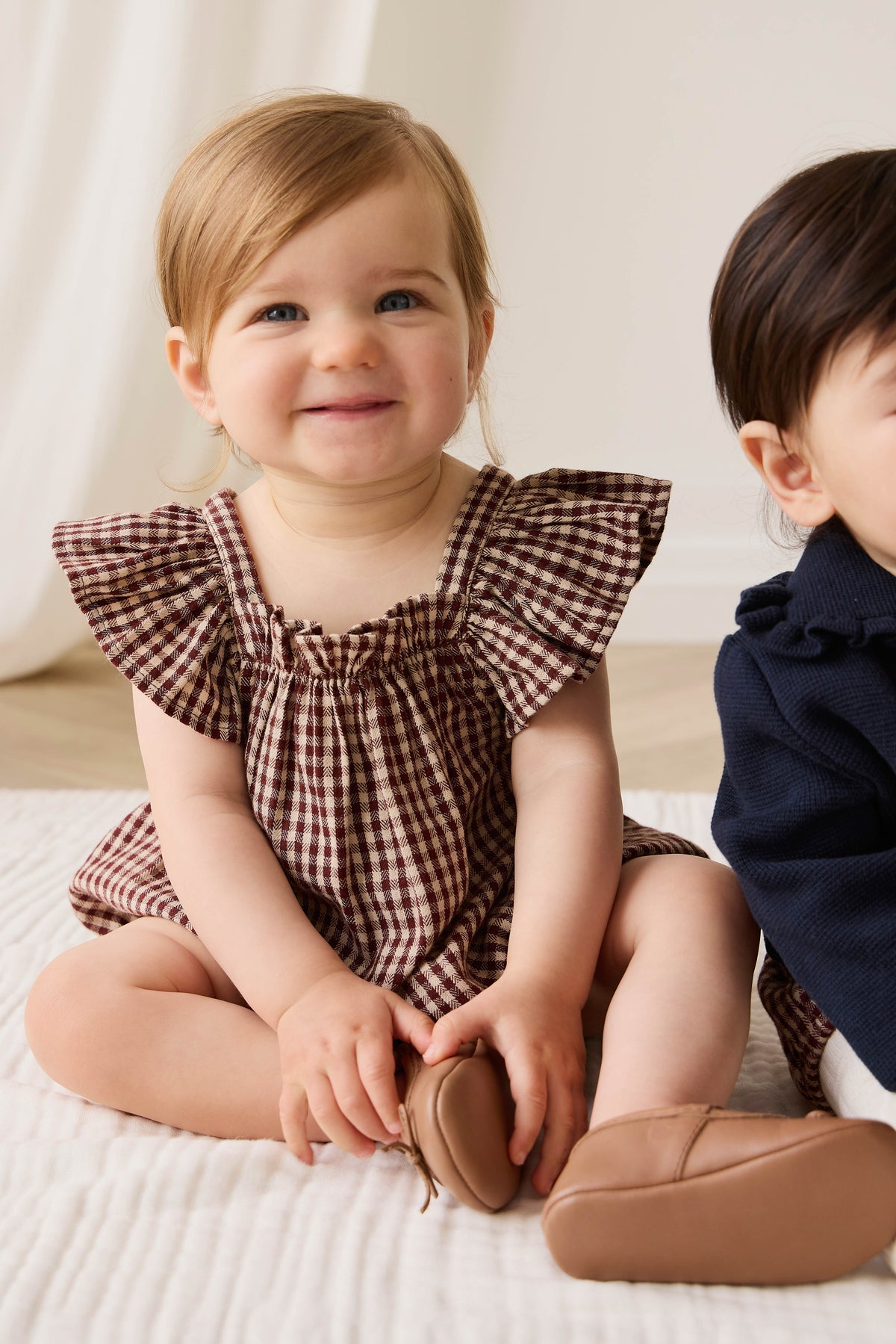 Organic Cotton Harriet Playsuit - Cinnamon Gingham - image 3