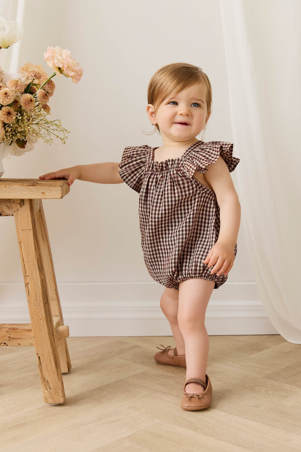Organic Cotton Harriet Playsuit - Cinnamon Gingham - image 4