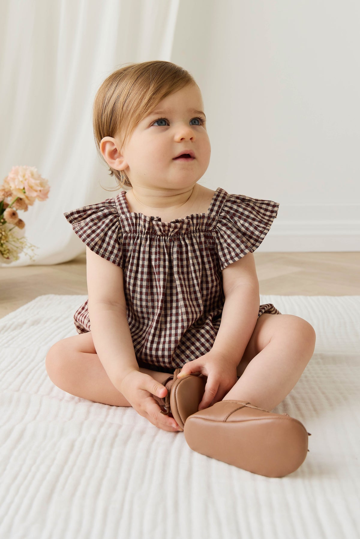 Organic Cotton Harriet Playsuit - Cinnamon Gingham - image 6