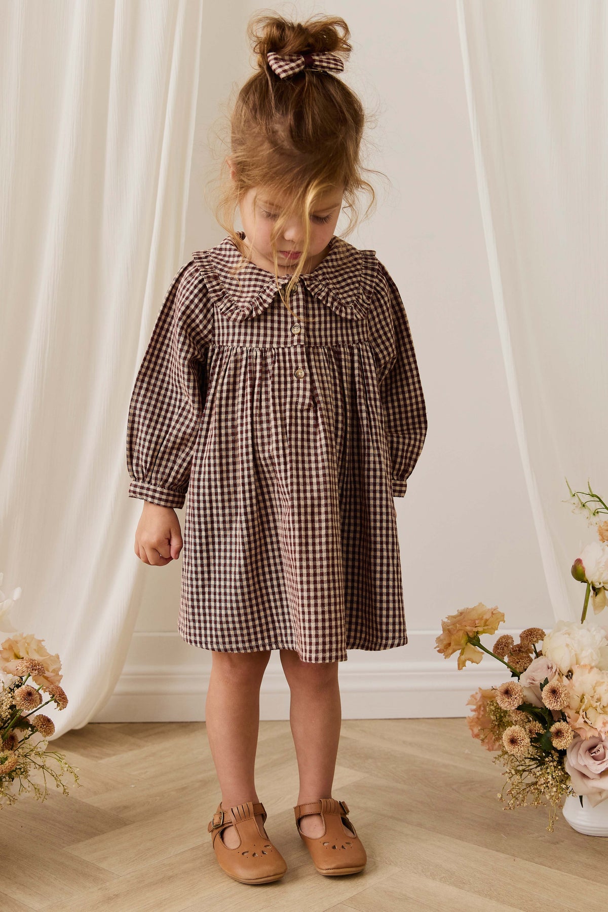 Organic Cotton Ira Dress - Cinnamon Gingham - image 9