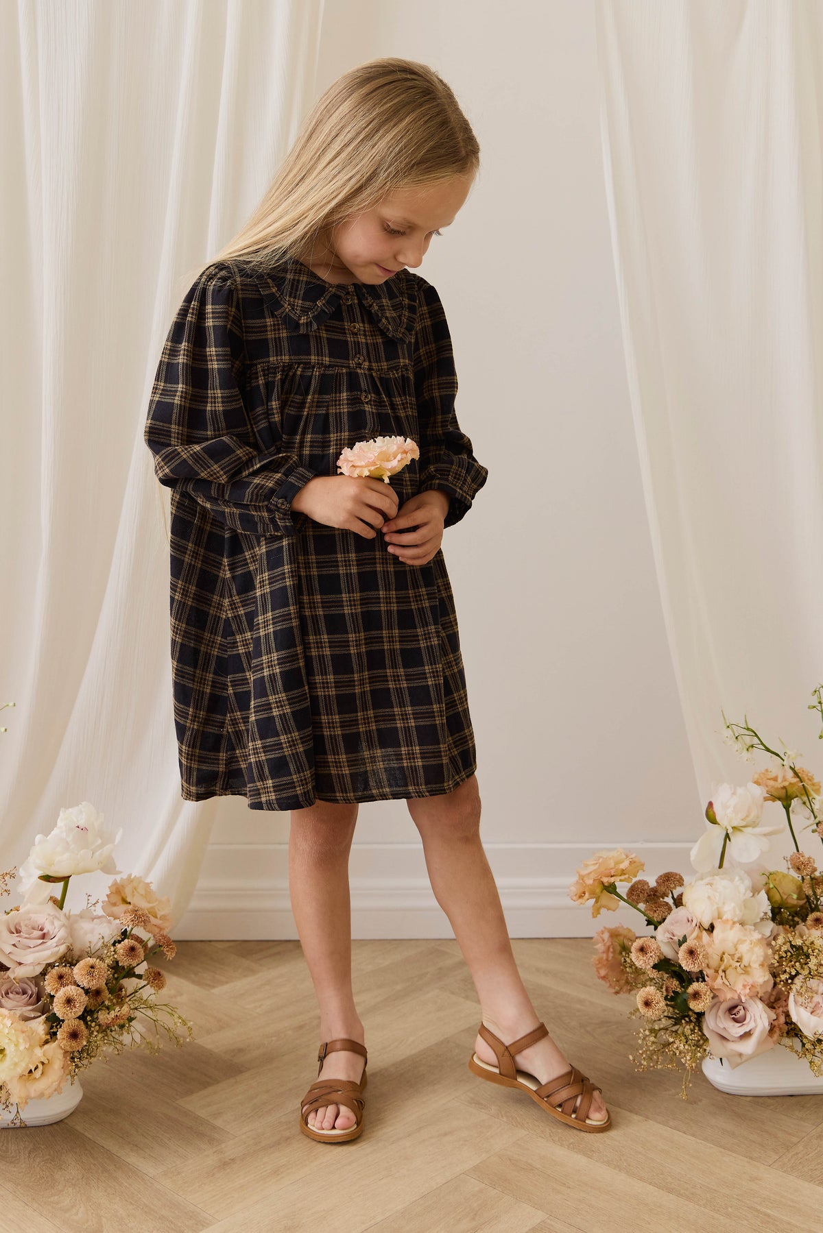 Organic Cotton Ira Dress - Woodland Check - image 12