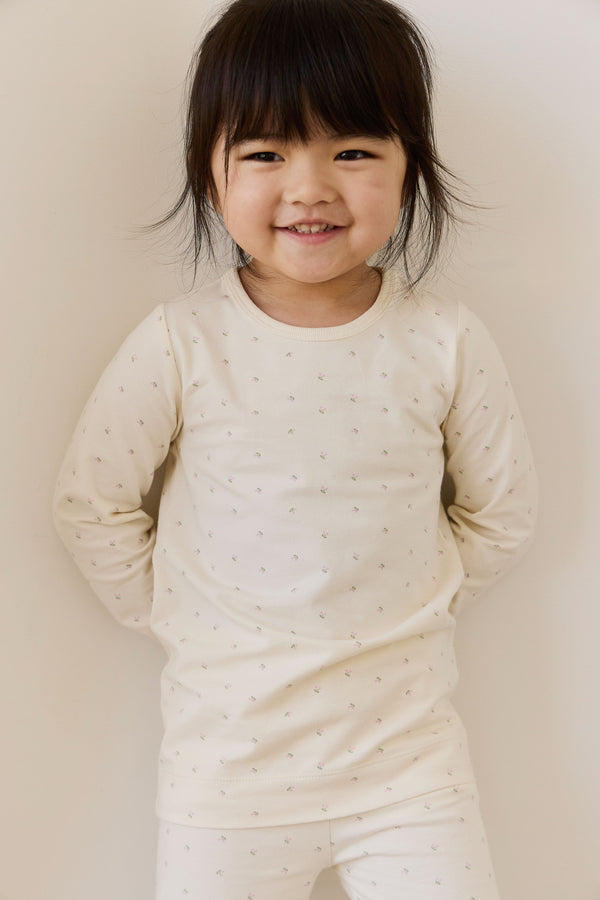 Organic Cotton Jarrah Long Sleeve Pajama Set - Ditsy Cherries