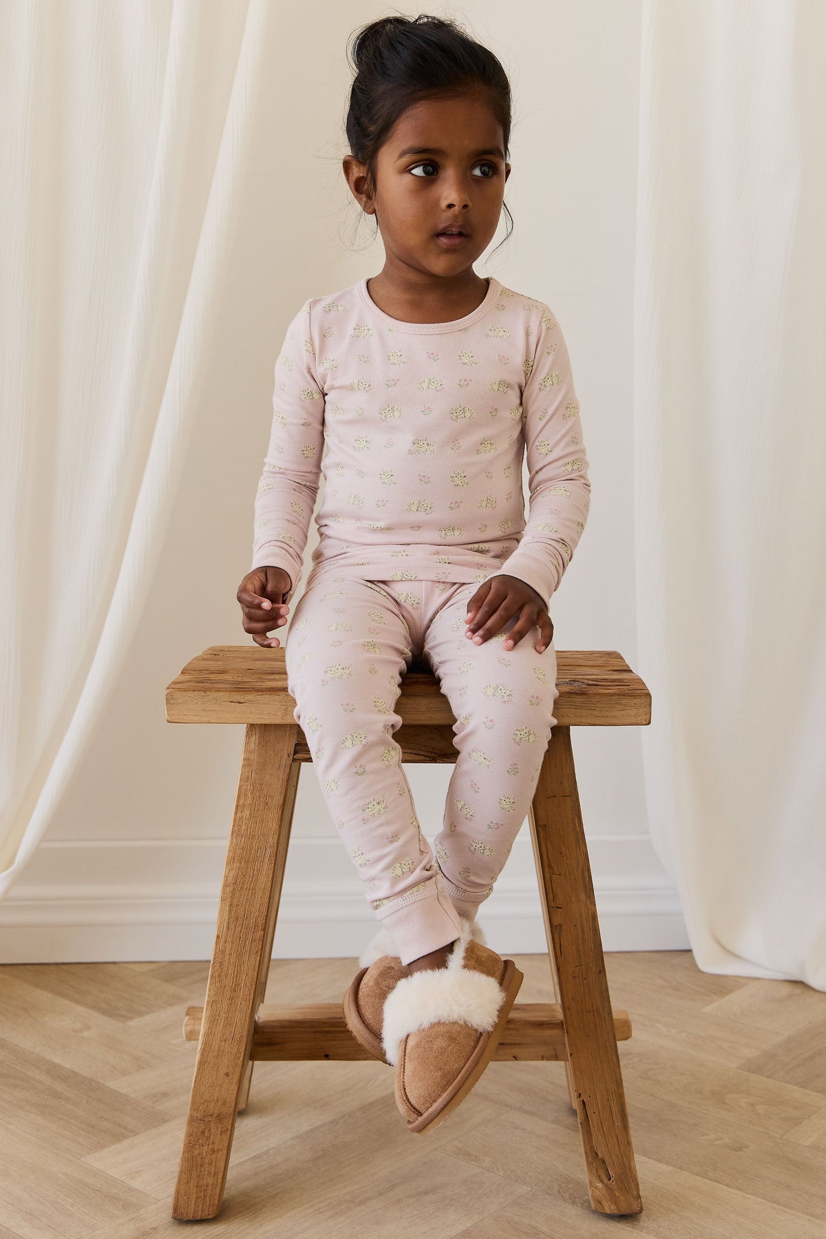 Organic Cotton Jude Long Sleeve Pyjama Set - Moon Floral Mauve - image 3
