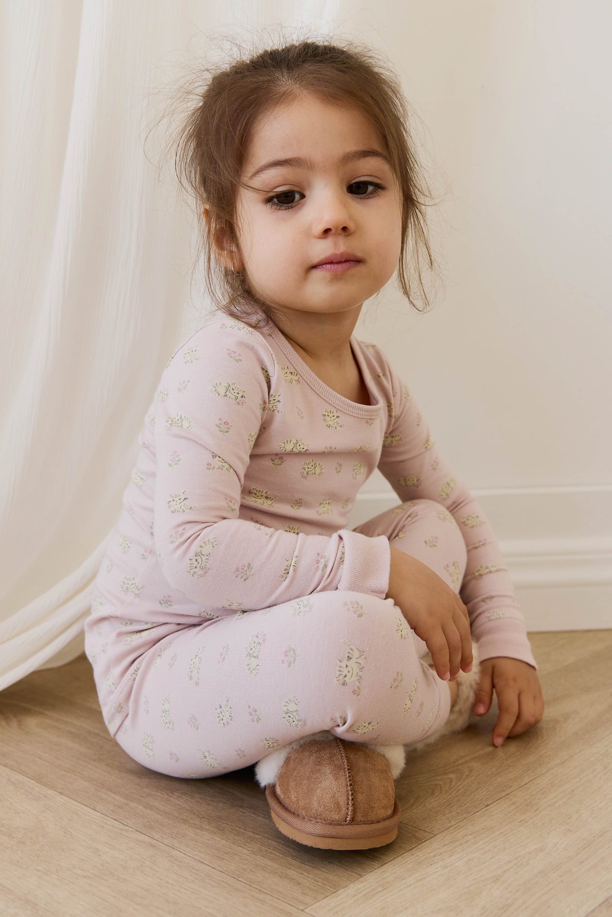 Organic Cotton Jude Long Sleeve Pyjama Set - Moon Floral Mauve - image 4