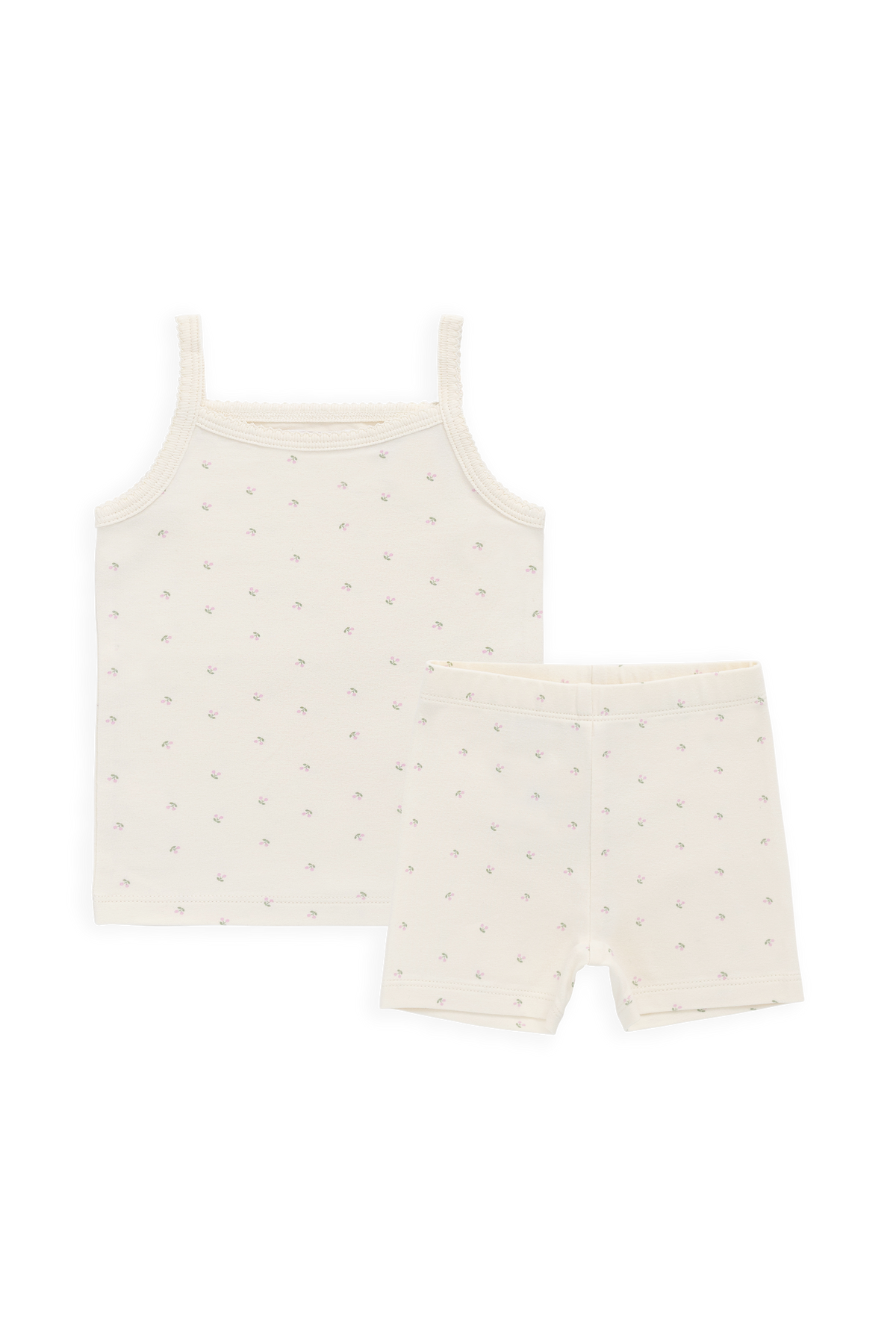 Organic Cotton Jude Singlet Pyjama Set - Ditsy Cherries - image 1