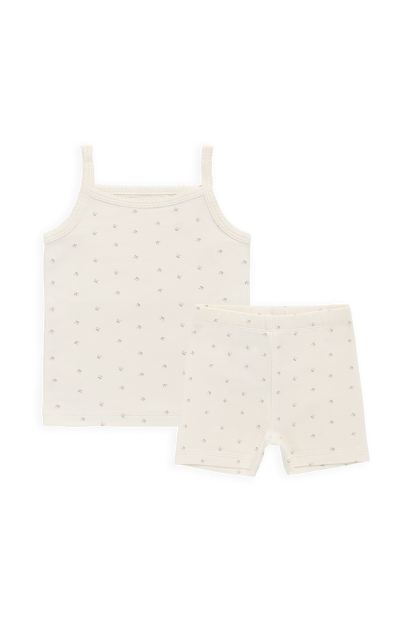 Organic Cotton Jude Tank top Pajama Set - Ditsy Cherries