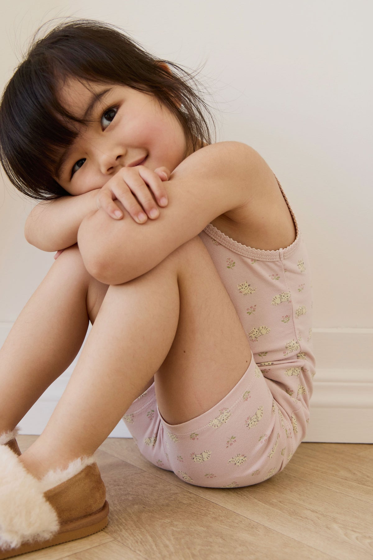 Organic Cotton Jude Singlet Pyjama Set - Moon Floral Mauve - image 3