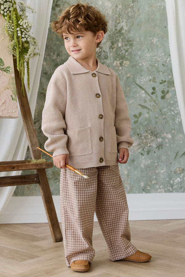Organic Cotton Kenji Pant - Cabin Check Cocoa