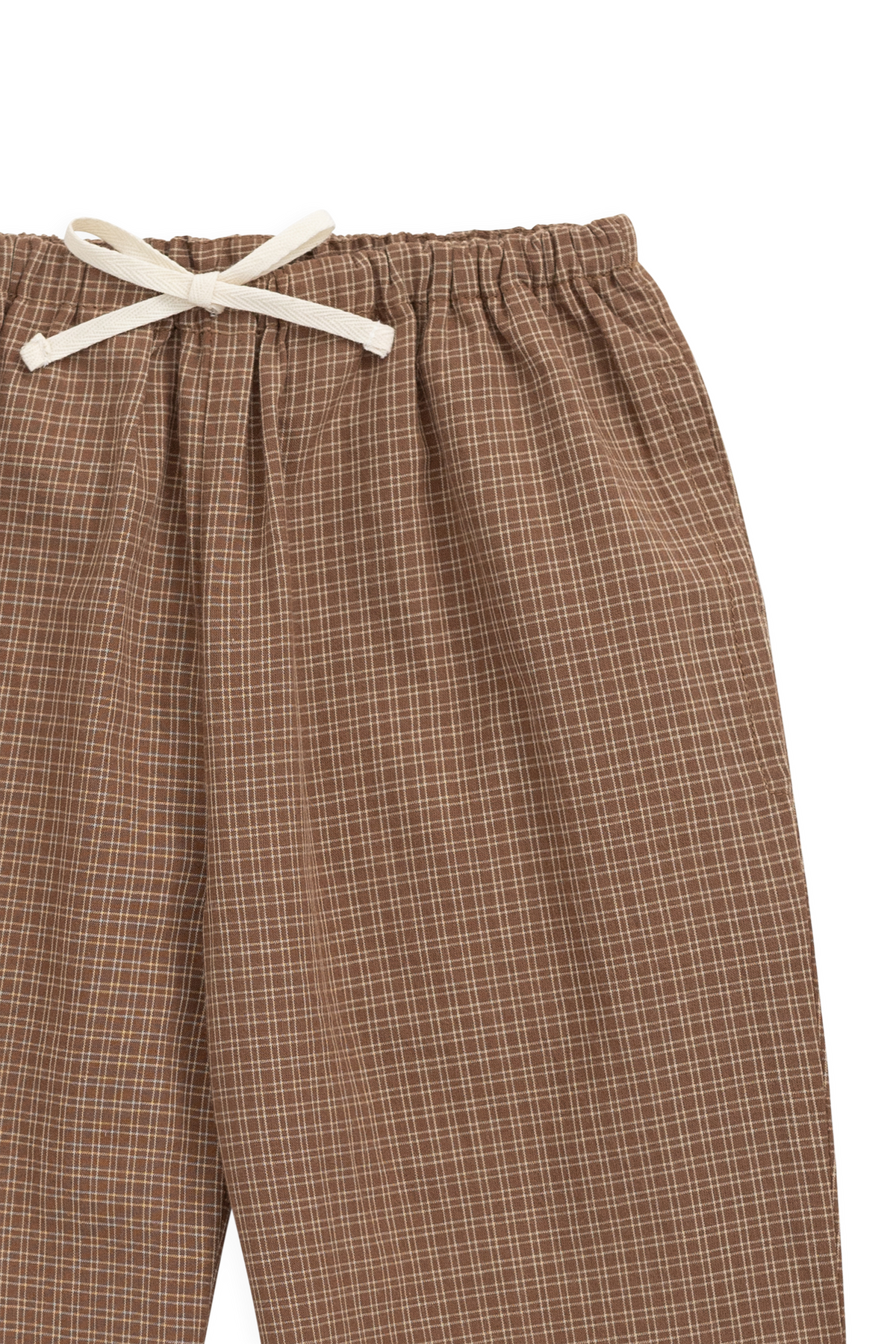 Organic Cotton Kenji Pant - Double Windowpane Check Oud/Hay - image 7