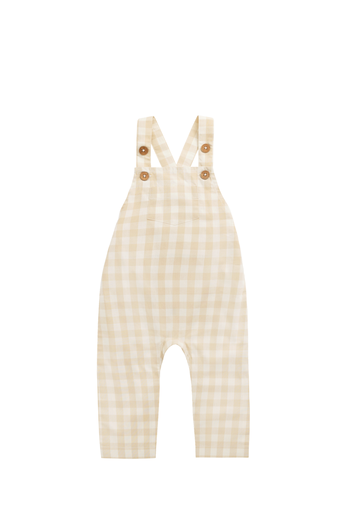 Organic Cotton Kingston Overall - Gingham Pale Khaki - image 2